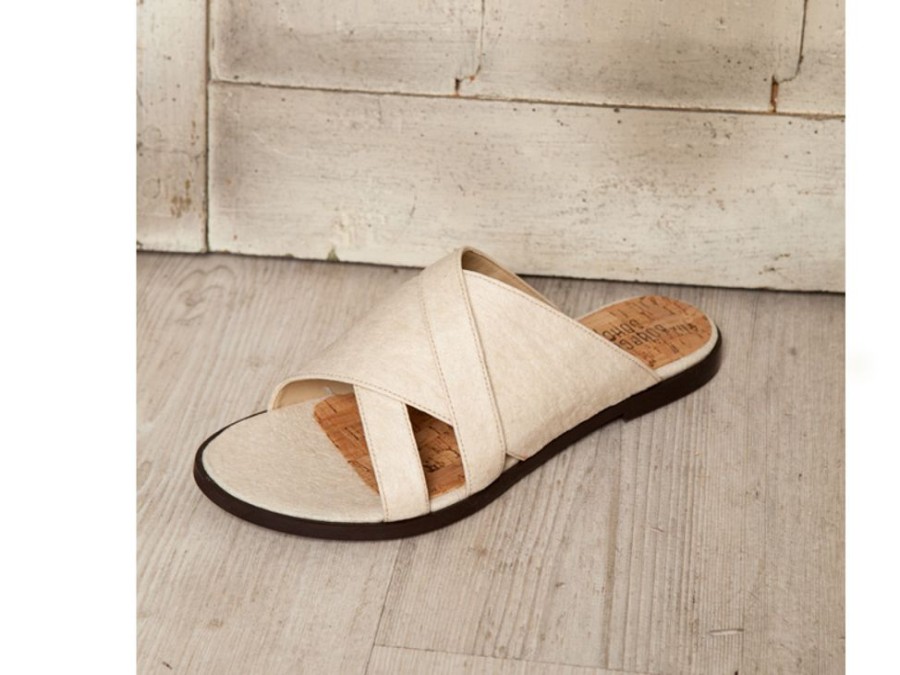 Women'S Shoes Vegan Chic | Victoria Pineapple Leather Slide By Bourgeois Bohe Natural