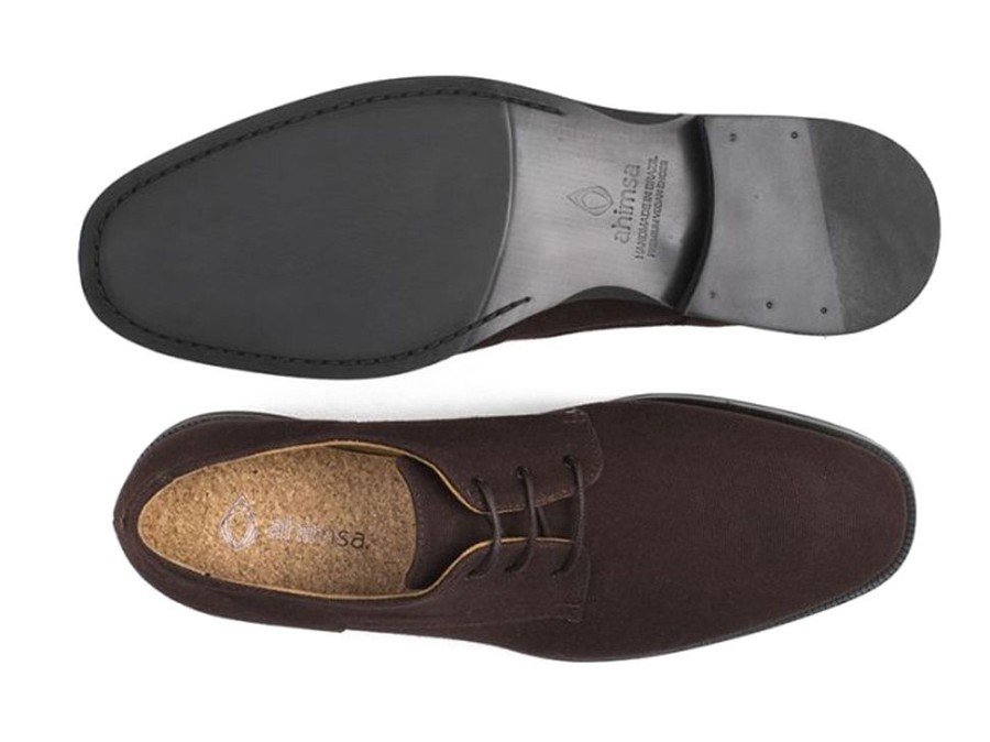 Men'S Shoes Vegan Chic | Edward Canvas Derby By Ahimsa Brown