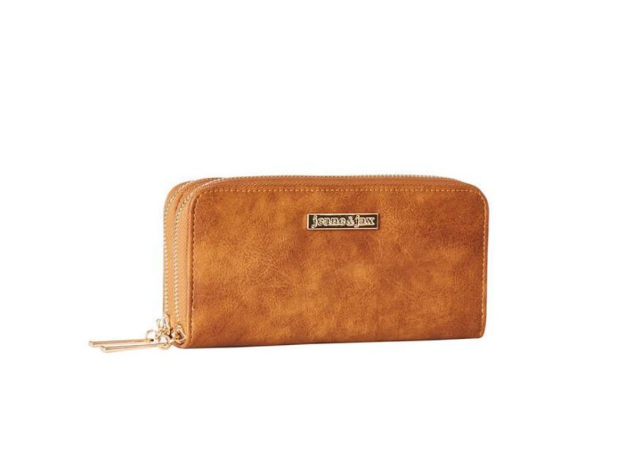 Bags & Accessories Vegan Chic | Double Zip Wallet By Jeane & Jax Camel