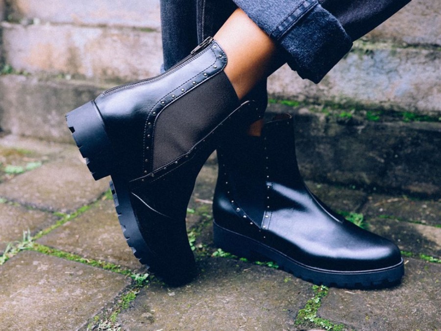 Women'S Shoes Vegan Chic | Chelsea Boot/Rugged Sole By Bhava Black