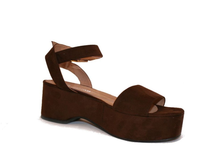 Women'S Shoes Vegan Chic | #185 Vegan Suede Wedge Sandal By Cosi Cosi Chocolate