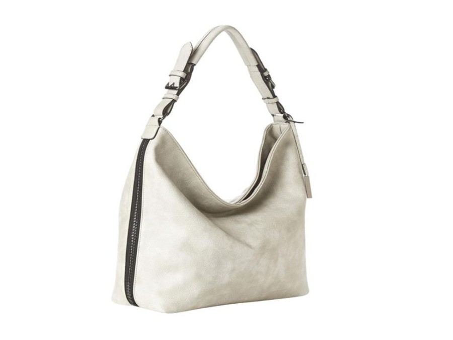 Bags & Accessories Vegan Chic | Hobo Bag With Side Zip By Jeane & Jax Light Gray