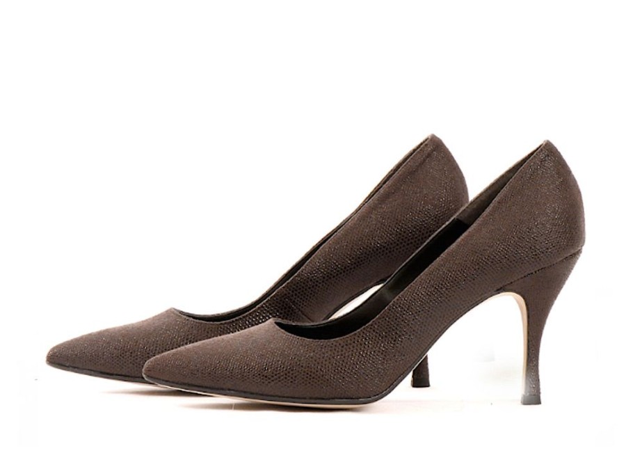 Women'S Shoes Vegan Chic | Lizard Pump By Charmone Dark Brown