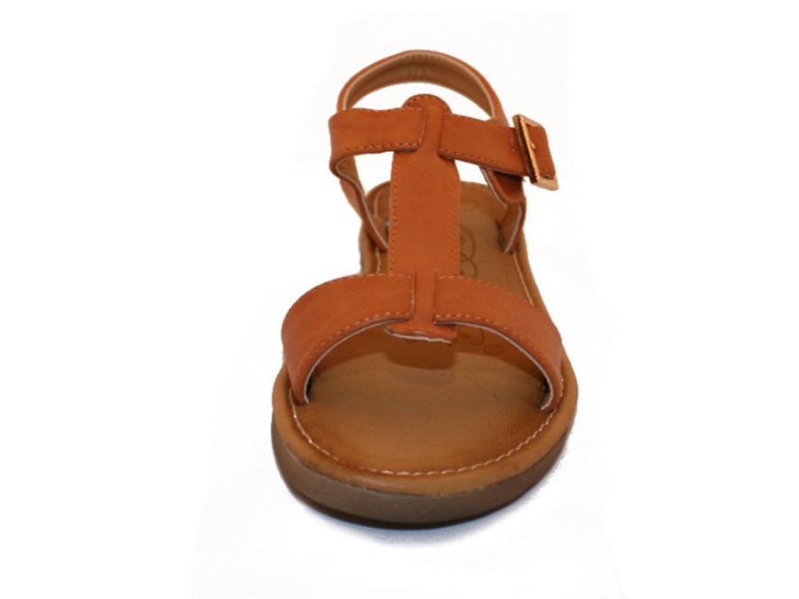 Women'S Shoes Vegan Chic | Vegan T-Strap Flat Sandal Camel