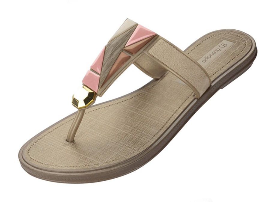 Women'S Shoes Vegan Chic | Tesouros Thong Sandal By Grendha Gold