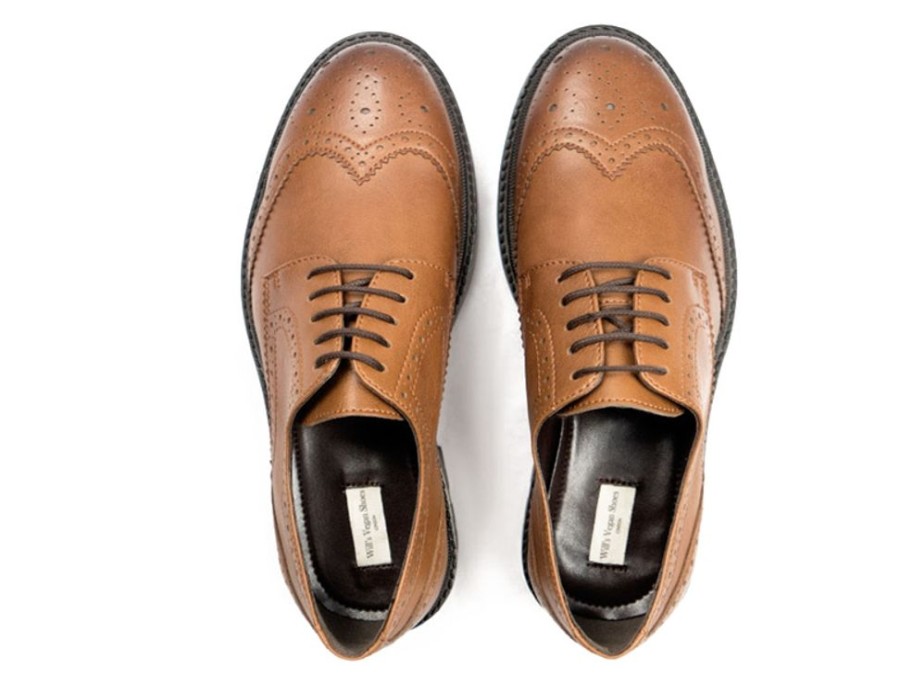 Men'S Shoes Vegan Chic | City Wingtip Brogue Oxford By Will'S Tan