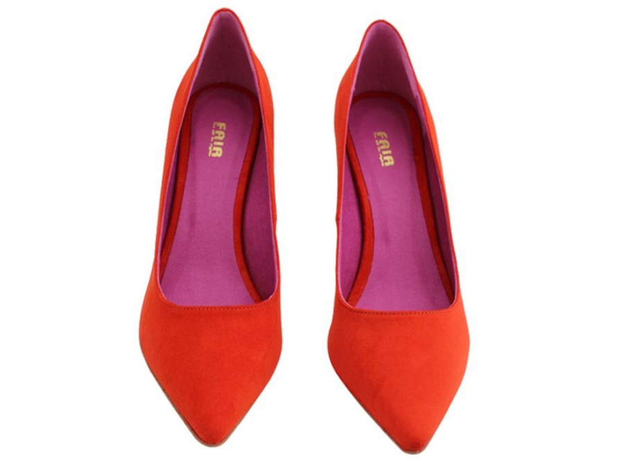 Women'S Shoes Vegan Chic | 75 Mm Pointed Toe Pump By Fair Tangerine Red