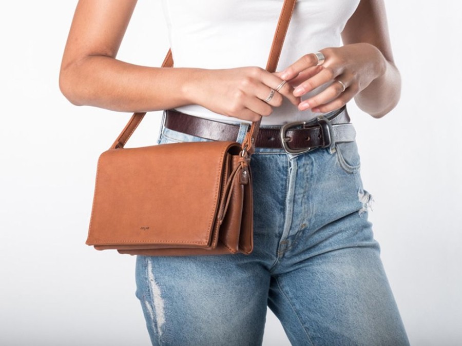 Bags & Accessories Vegan Chic | Smooth Tripple Crossbody Bag By Co-Lab Tan