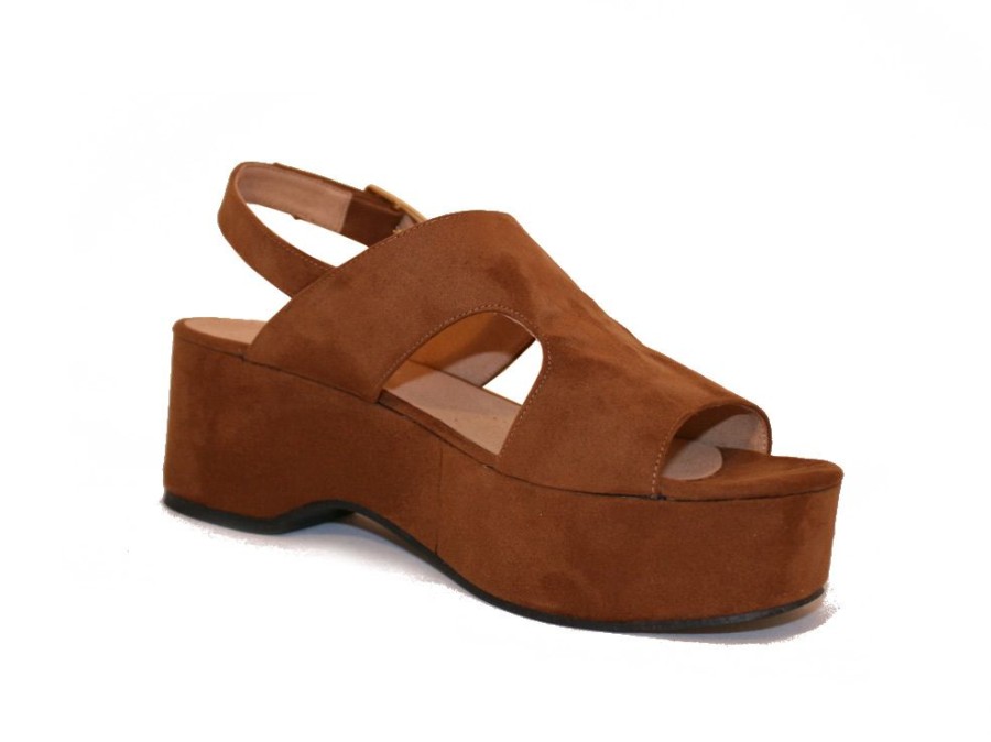 Women'S Shoes Vegan Chic | #436 Vegan Suede Wedge Sandal By Cosi Cosi Brown