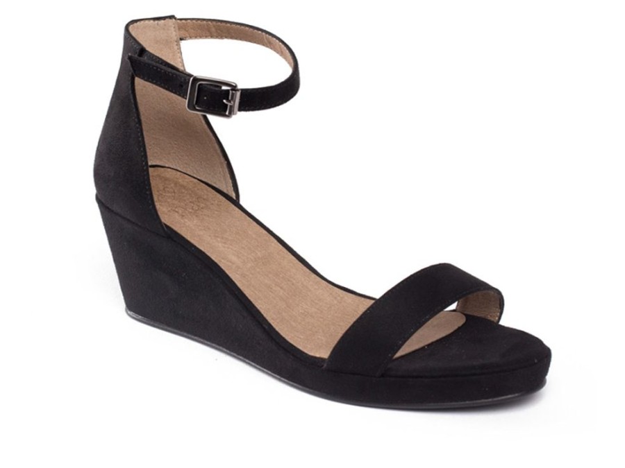 Women'S Shoes Vegan Chic | Linda Wedge Sandal By Nae Black