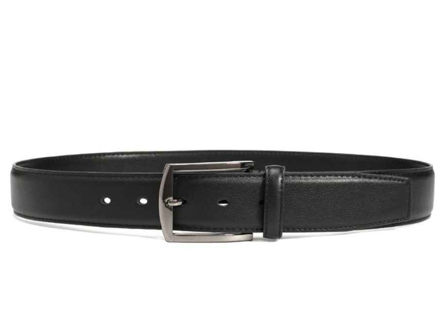 Bags & Accessories Vegan Chic | Metallic Silver Buckle Casual Belt By Doshi Black