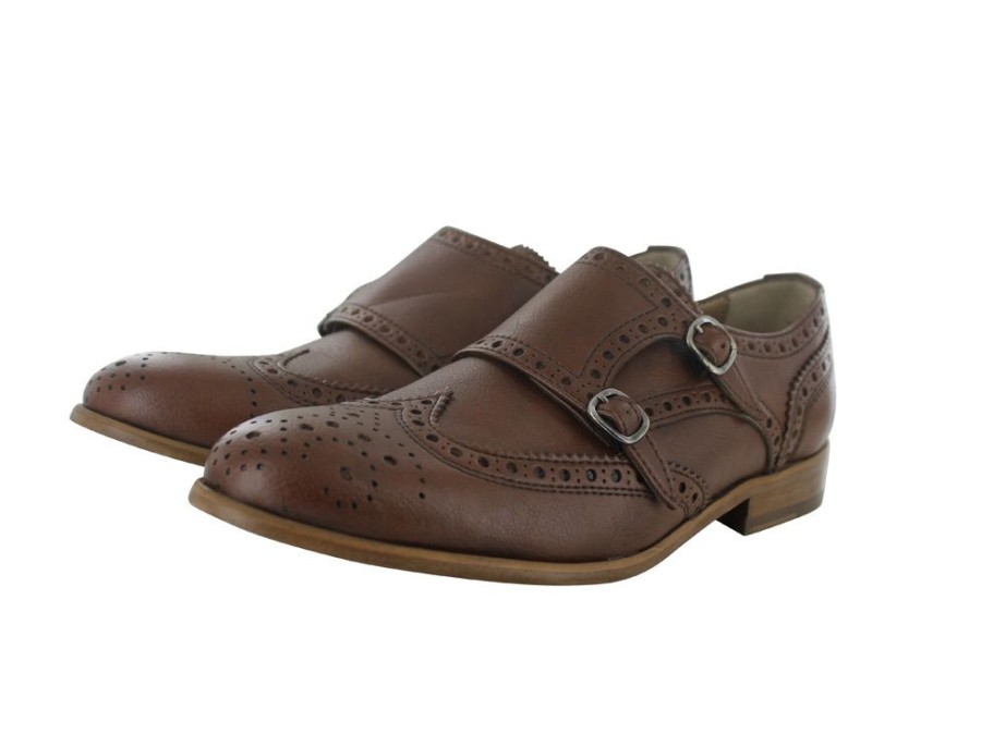 Women'S Shoes Vegan Chic | Jesse Double Monk Strap Oxford By Novacas Tan