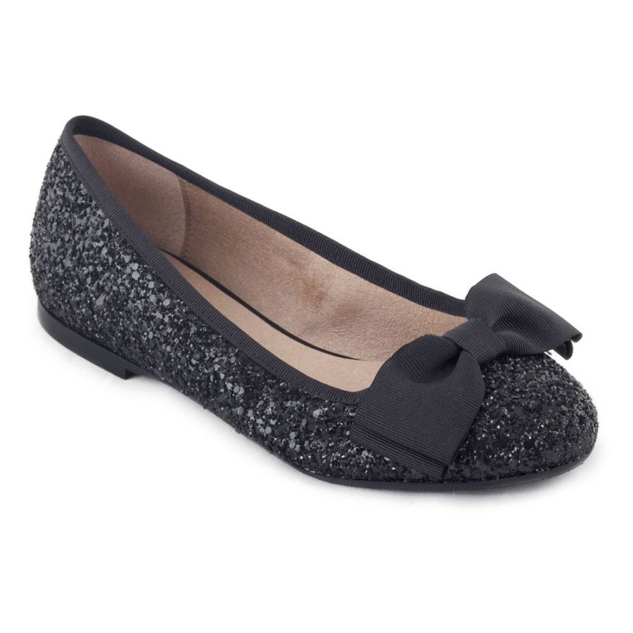 Women'S Shoes Vegan Chic | Perla Glitter Flat By Nae Black